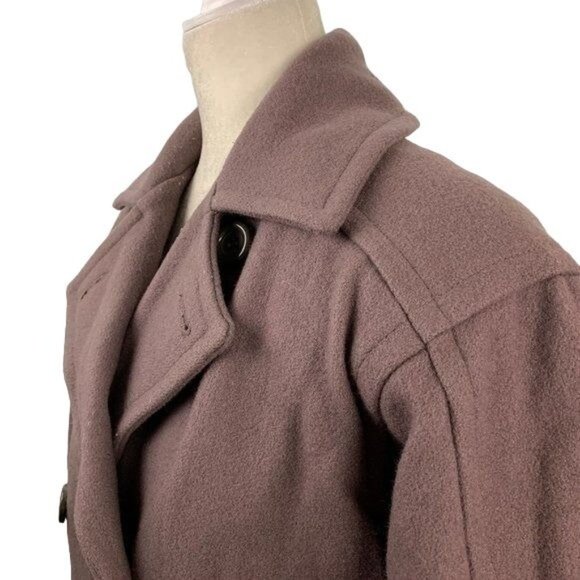 Vintage 80s Orvis Wool Pea Coat S Taupe Brown Quilted Lining Buttons Pockets - Picture 3 of 6
